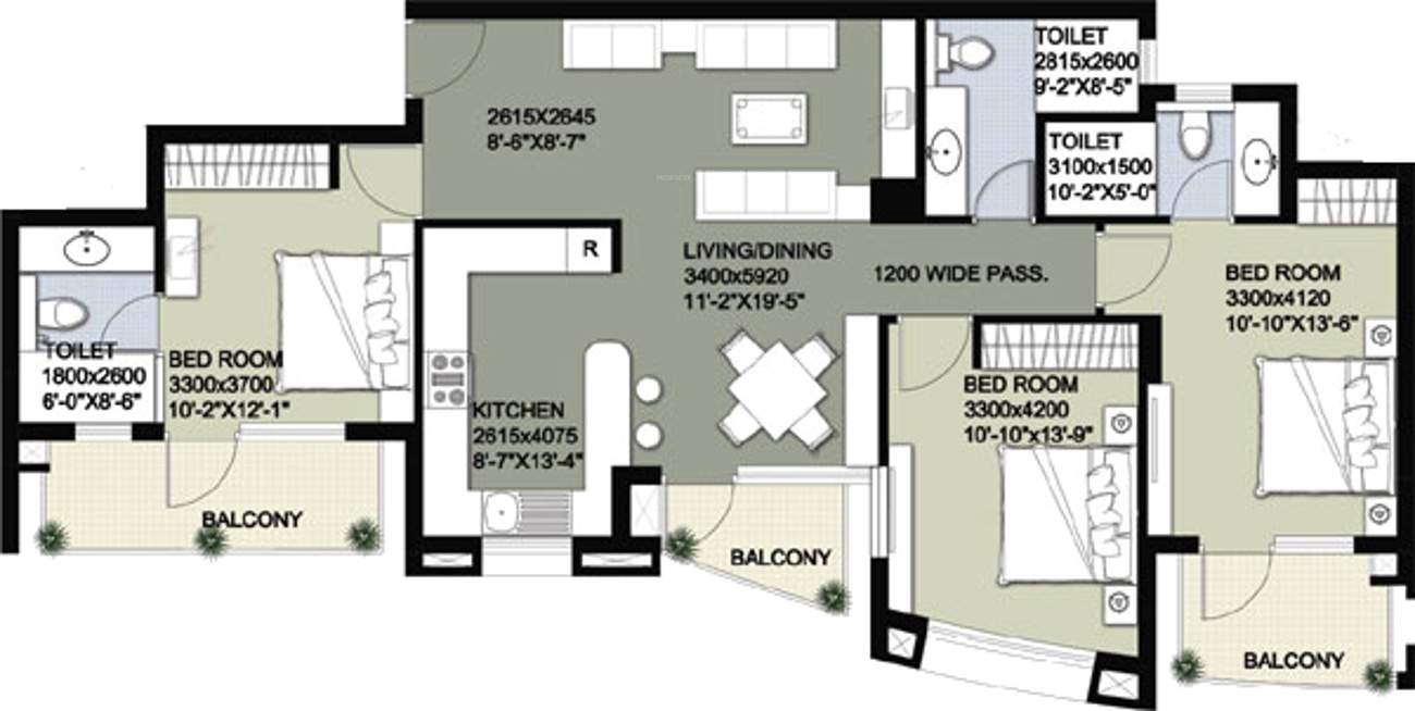 Raheja Vedas (3BHK+3T (1,790 sq ft) 1790 sq ft)