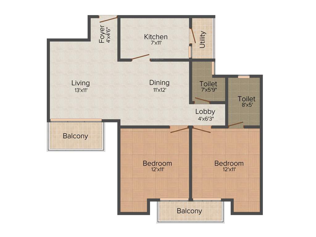 Vipul Lavanya (2BHK+2T (1,250 sq ft) 1250 sq ft)