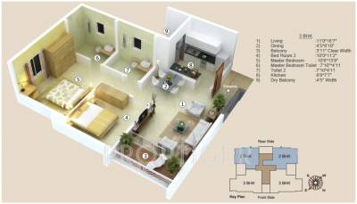 Vascon Xotech (2BHK+2T (1,075 sq ft) 1075 sq ft)