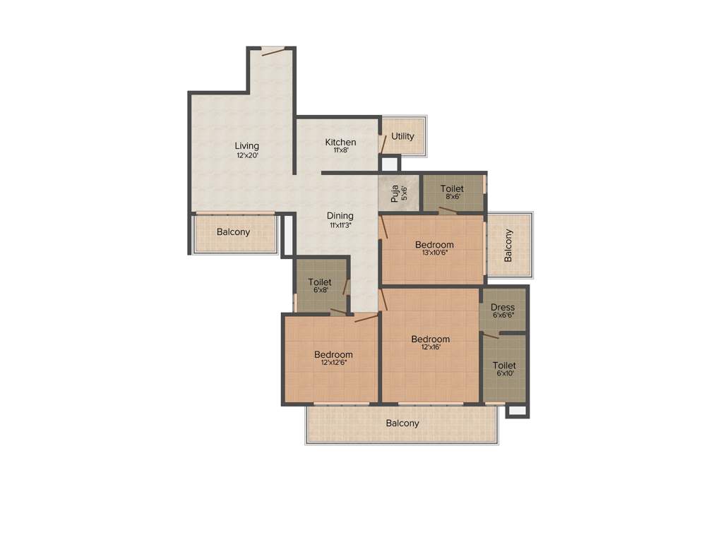 Bestech Park View Ananda (3BHK+3T (1,810 sq ft) + Pooja Room 1810 sq ft)