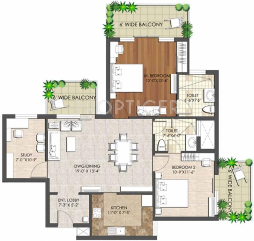 Floor Plan (2BHK+2T (1,465 sq ft) + Study Room 1465 sq ft) Spaze Privy AT4 Floor Plan (2BHK+2T (1,465 sq ft) + Study Room 1465 sq ft)