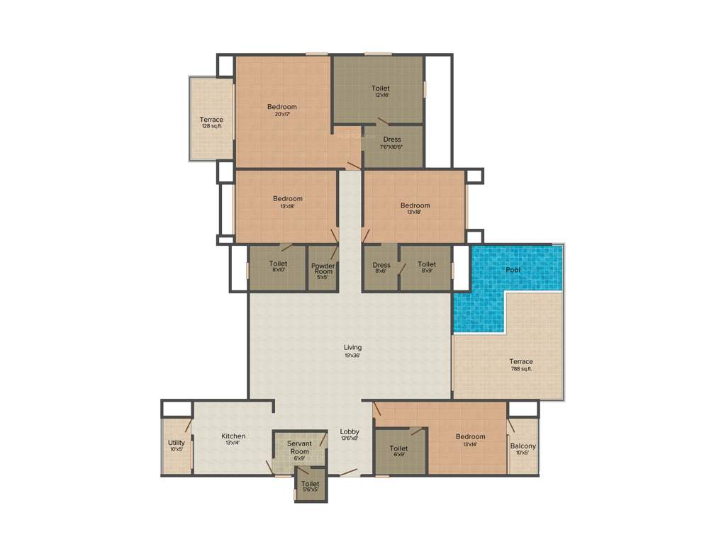 Marvel Bounty (4BHK+5T (4,800 sq ft)   Servant Room 4800 sq ft)