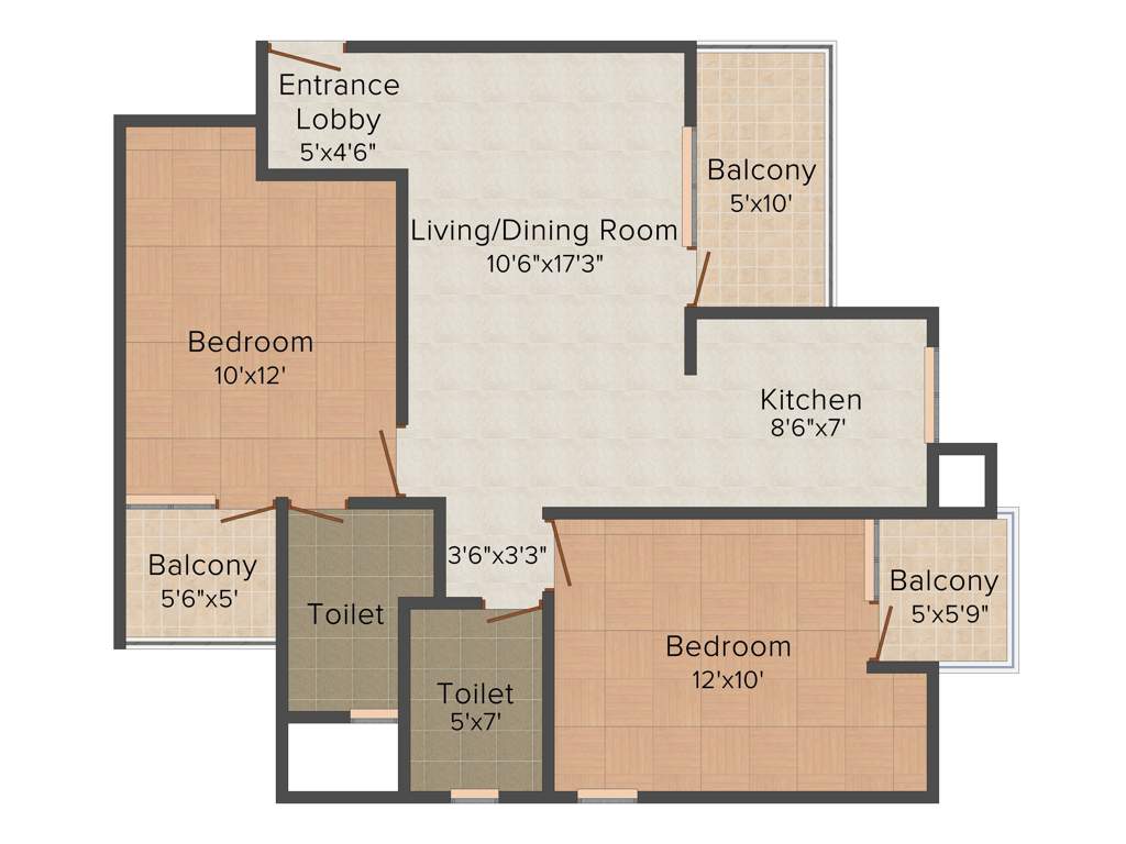 Shubhkamna Tec Homes (2BHK+2T (995 sq ft) 995 sq ft)