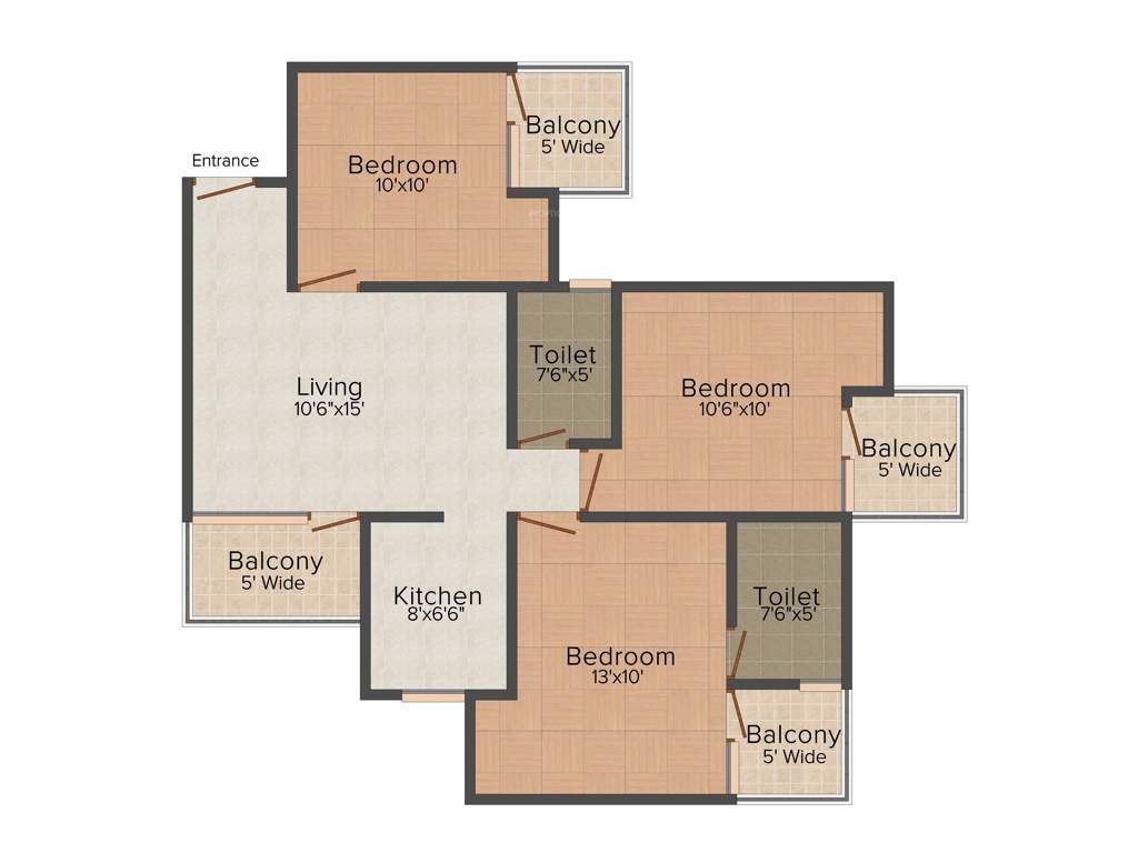 Amrapali Leisure Park (3BHK+2T (1,145 sq ft) 1145 sq ft)