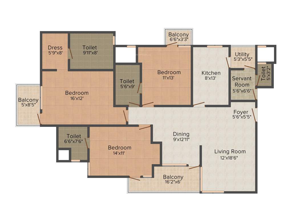 3C Lotus Boulevard Espacia (3BHK+4T (1,970 sq ft) + Servant Room 1970 sq ft)