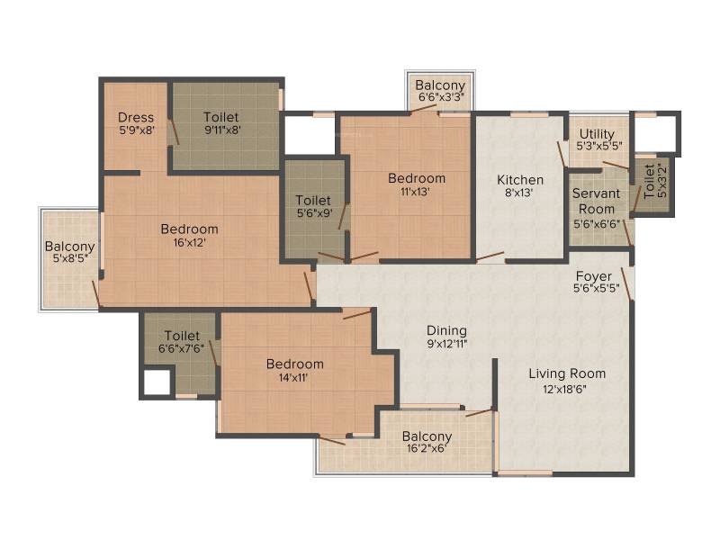 3C Lotus Boulevard Espacia (3BHK+4T (1,970 sq ft) + Servant Room 1970 sq ft)
