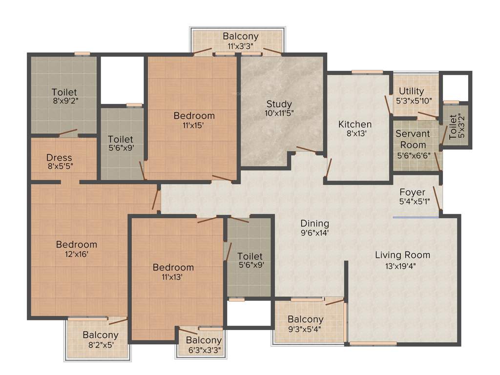 3C Lotus Boulevard Espacia (3BHK+4T (2,255 sq ft) + Study Room 2255 sq ft)
