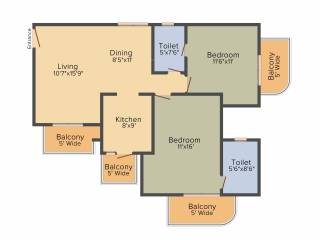 Spaze Privvy The Address (2BHK+2T (1,297 sq ft) 1297 sq ft)