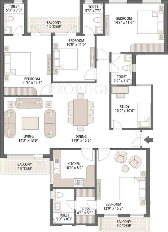 Emaar Emerald Floors Premier Phase 3 (4BHK+4T (1,975 sq ft) 1975 sq ft)