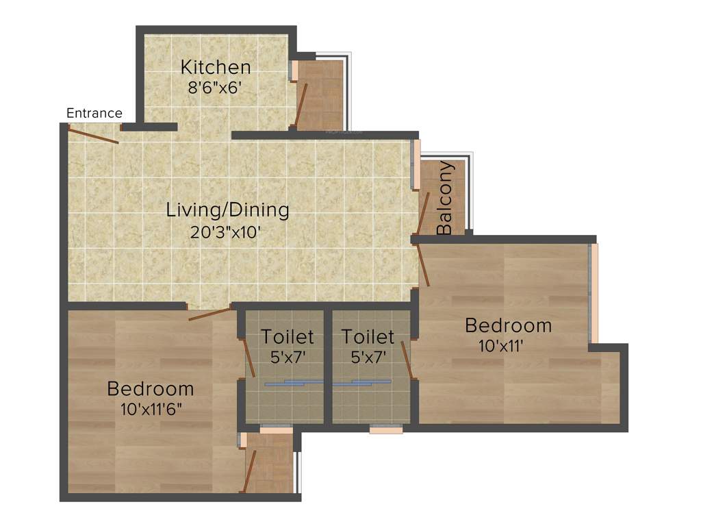 Logix Blossom Greens (2BHK+2T (860 sq ft) 860 sq ft)