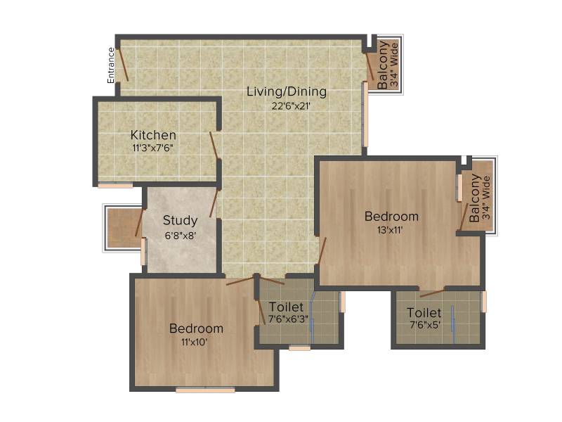 Logix Blossom Greens (2BHK+2T (1,175 sq ft) + Study Room 1175 sq ft)