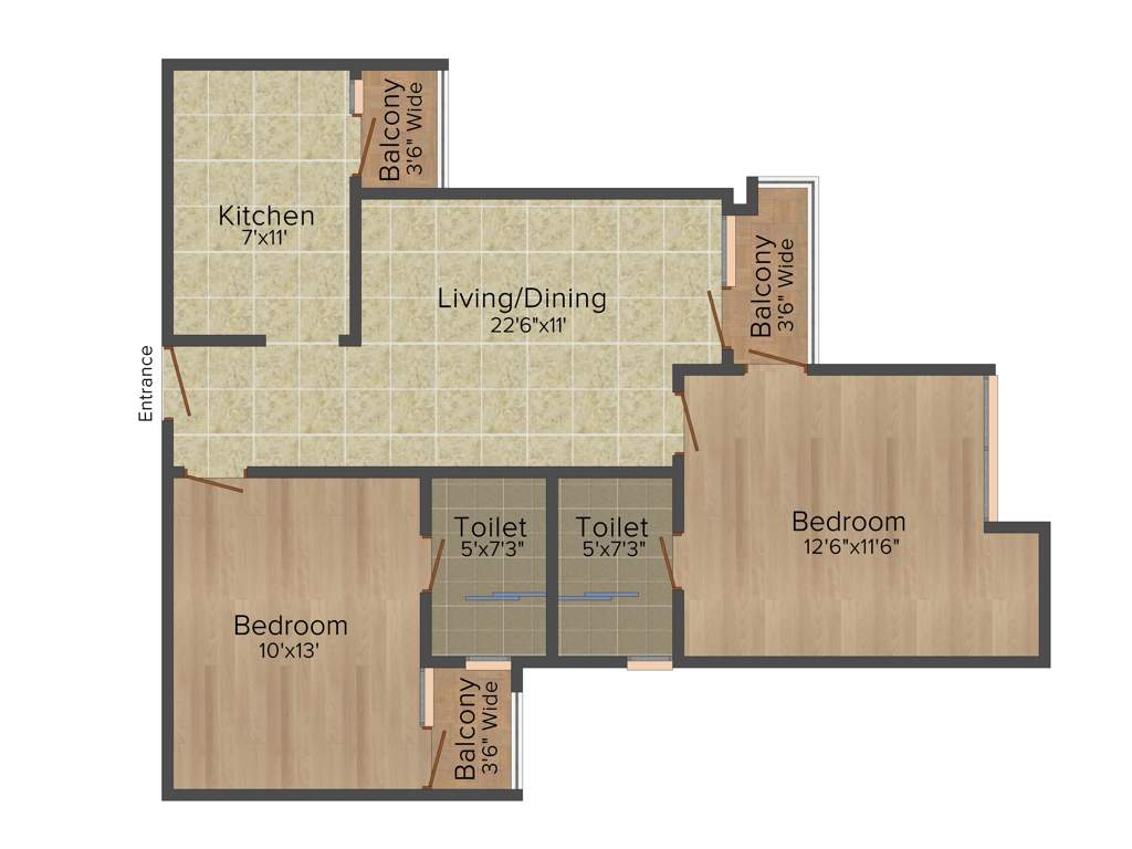 Logix Blossom Greens (2BHK+2T (990 sq ft) 990 sq ft)