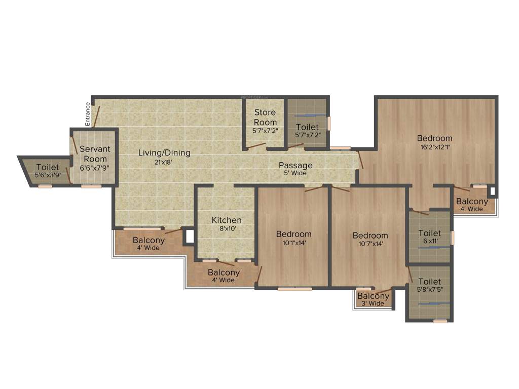 Logix Blossom Greens (3BHK+3T (1,675 sq ft) + Study Room 1675 sq ft)