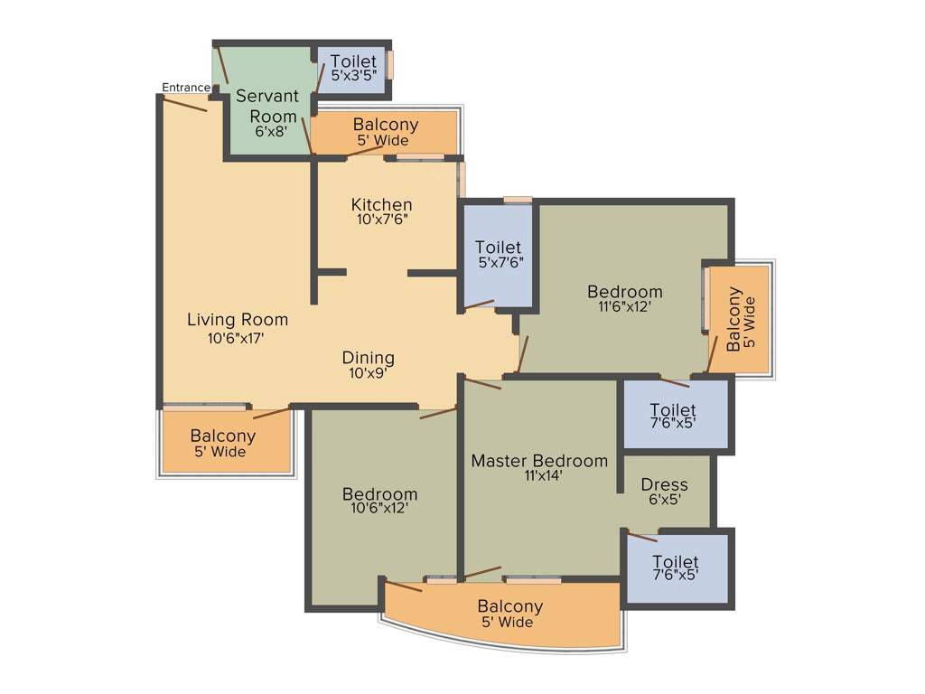 Angel Jupiter (3BHK+3T (1,850 sq ft) Servant Room 1850 sq ft)