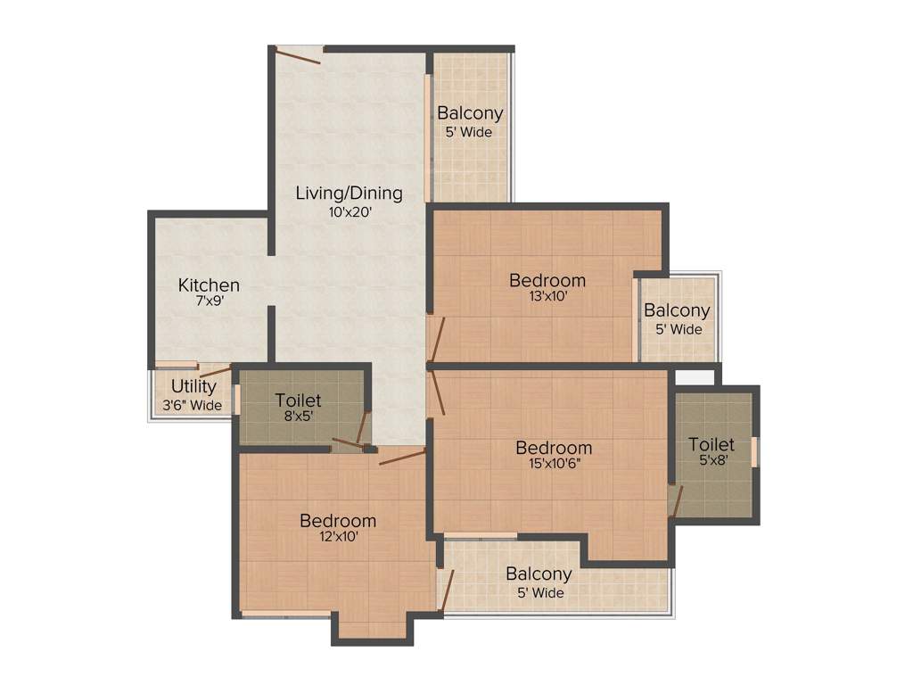 Amrapali Eden Park (3BHK+2T (1,360 sq ft) 1360 sq ft)