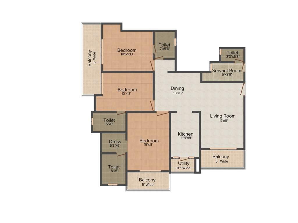 Amrapali Eden Park (3BHK+3T (1,785 sq ft) + Servant Room 1785 sq ft)