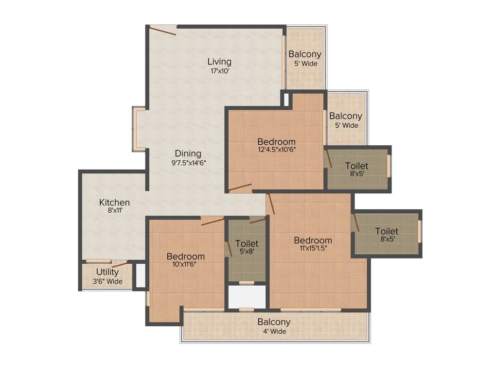 Amrapali Eden Park (3BHK+3T (1,625 sq ft) 1625 sq ft)