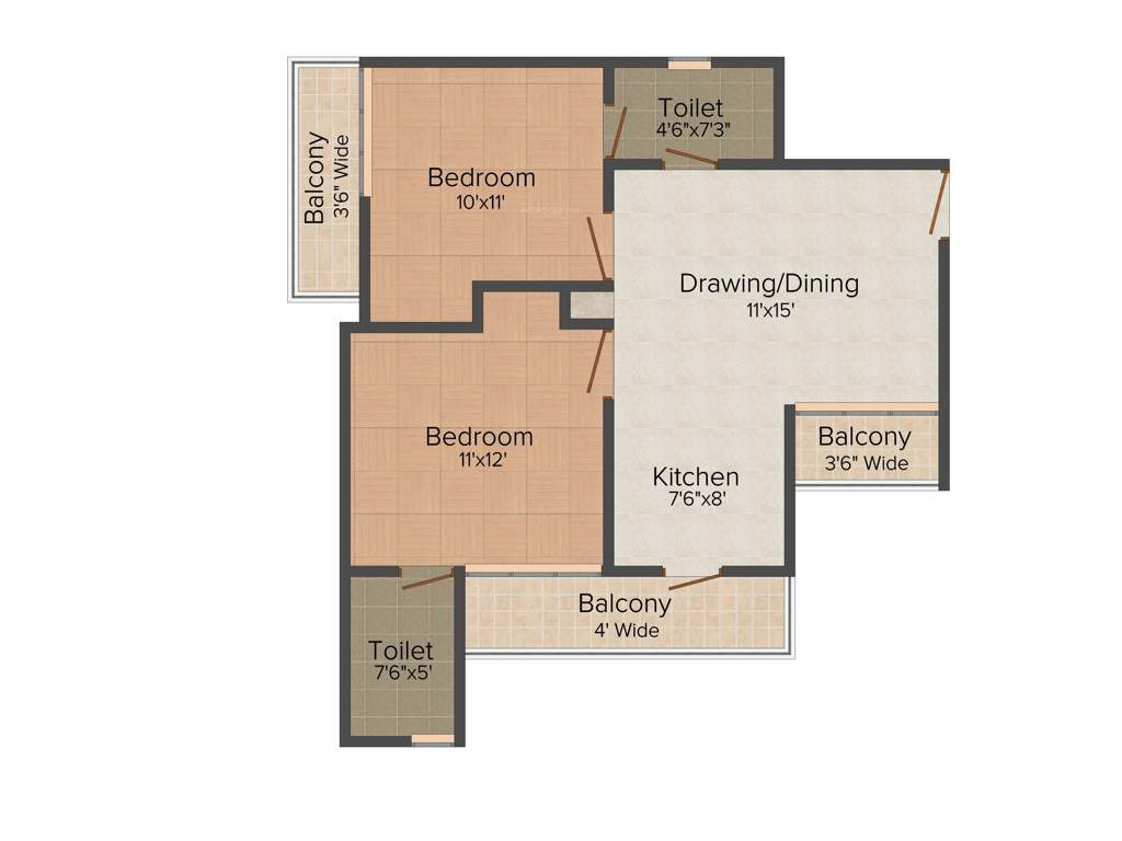 Gardenia Glory (2BHK+2T (950 sq ft) + Pooja Room 950 sq ft)