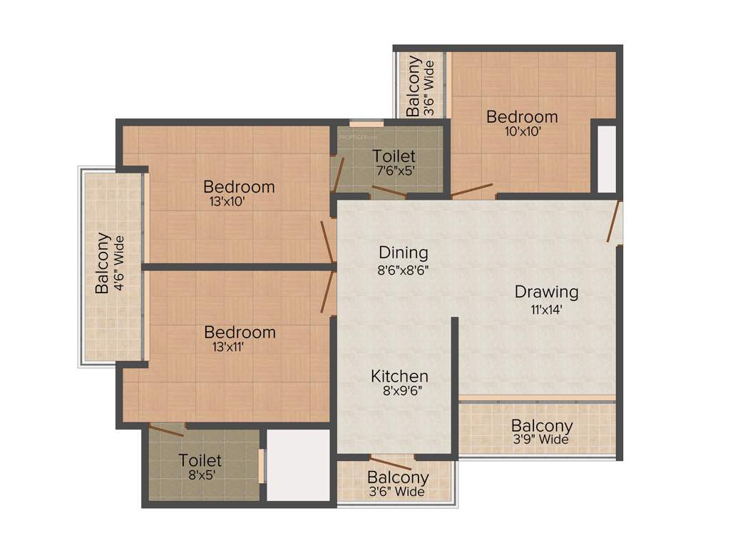 Gardenia Glory (3BHK+2T (1,350 sq ft) 1350 sq ft)