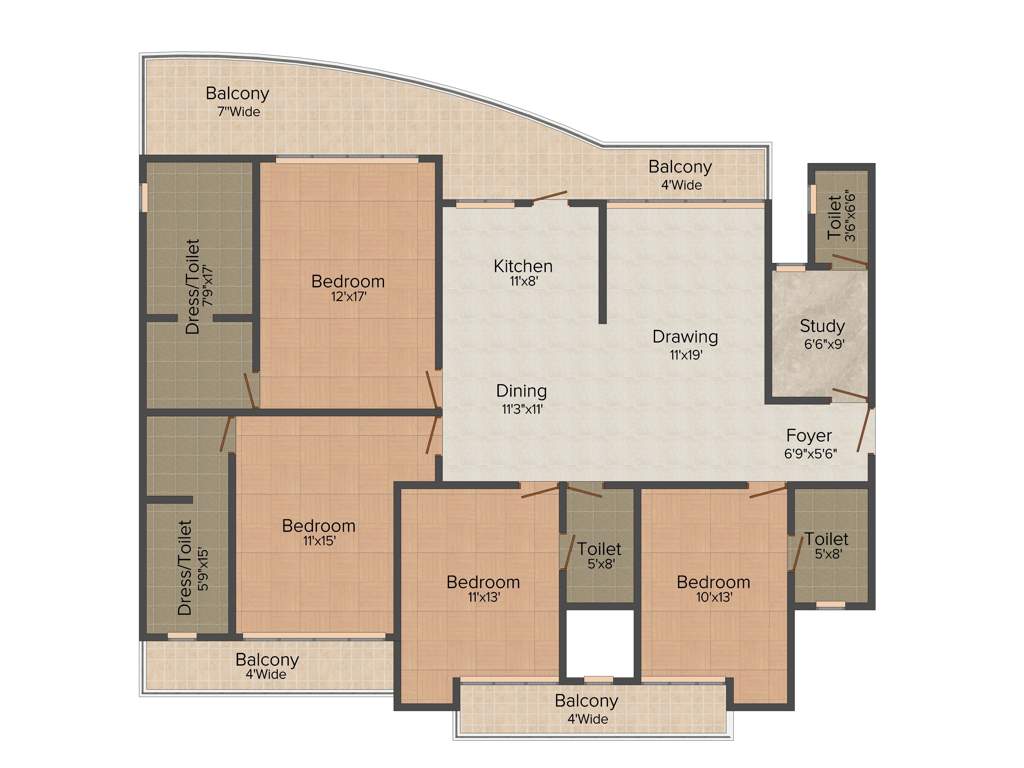 Gardenia Glory (4BHK+5T (2,250 sq ft) + Study Room 2250 sq ft)
