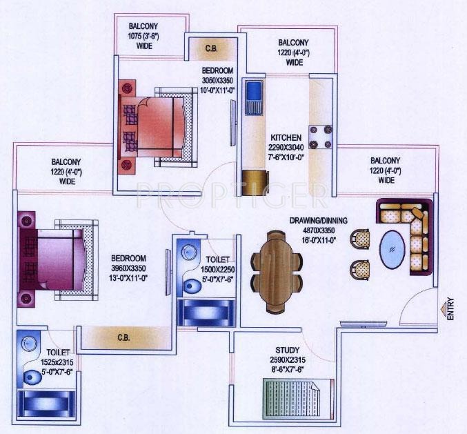 Gardenia Golf City (2BHK+2T (1,150 sq ft) + Study Room 1150 sq ft) Gardenia Golf City (2BHK+2T (1,150 sq ft) + Study Room 1150 sq ft)