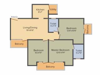 Nimbus Hyde Park (3BHK+2T (1,320 sq ft) 1320 sq ft)