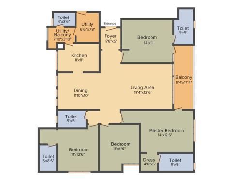 Jaypee Kensington Heights (4BHK+5T (2,100 sq ft) 2100 sq ft) Jaypee Kensington Heights (4BHK+5T (2,100 sq ft) 2100 sq ft)