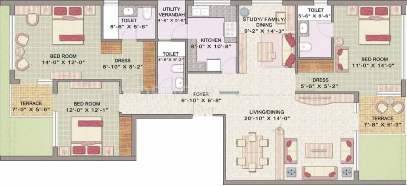 Jaypee Pavilion Heights (3BHK+3T (1,675 sq ft) 1675 sq ft)