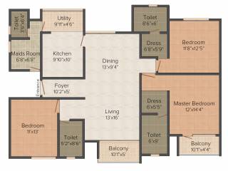 Prestige Tranquility (3BHK+3T (1,820 sq ft)   Study Room 1820 sq ft) Prestige Tranquility (3BHK+3T (1,820 sq ft)   Study Room 1820 sq ft)