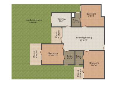 Raheja Sampada (3BHK+3T (1,572 sq ft) 1572 sq ft)