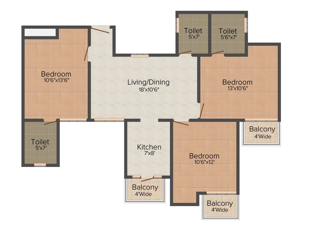 Mapsko Paradise (3BHK+3T (1,340 sq ft) 1340 sq ft)
