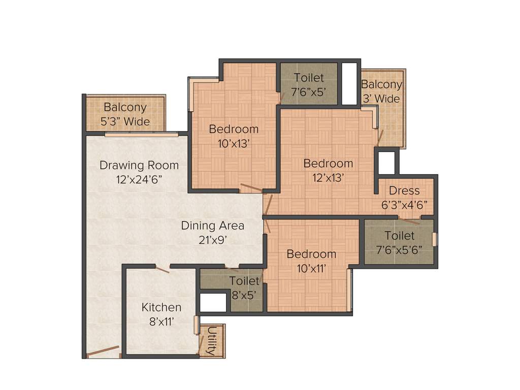 Today Homes Canary Greens (3BHK+3T (1,640 sq ft) 1640 sq ft)