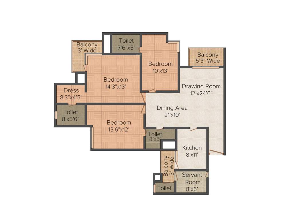 Today Homes Canary Greens (3BHK+3T (1,940 sq ft) Servant Room 1940 sq ft)