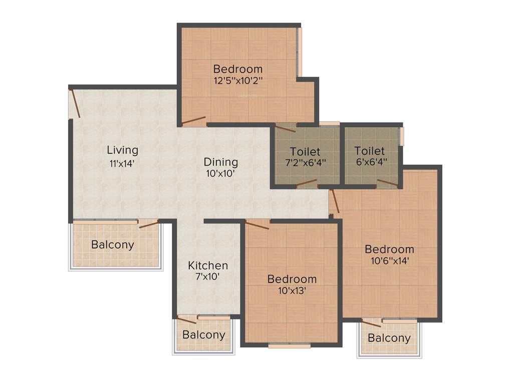 Tulip White (3BHK+2T (1,326 sq ft) 1326 sq ft)