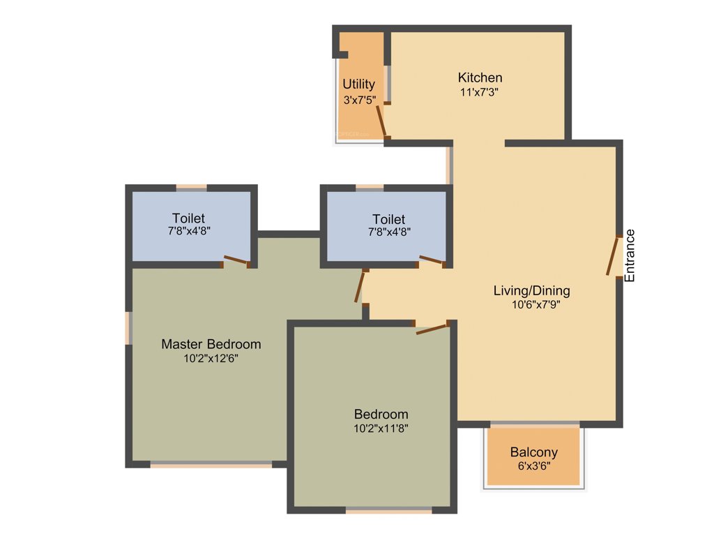 Adani The Meadows (2BHK+2T (1,080 sq ft) 1080 sq ft)