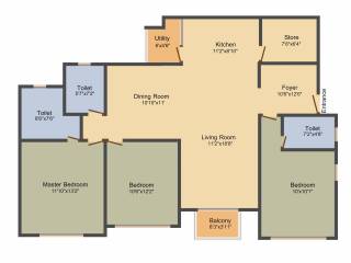Adani The Meadows (3BHK+3T (1,850 sq ft) 1850 sq ft)