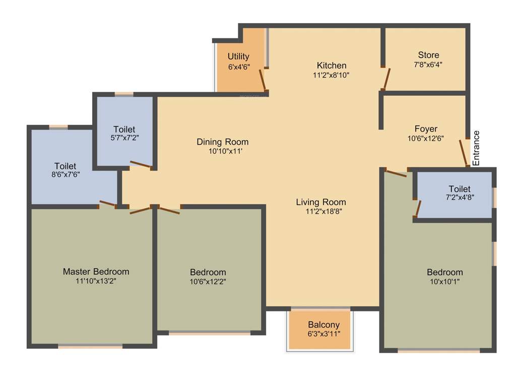 Adani The Meadows (3BHK+3T (1,850 sq ft) 1850 sq ft)