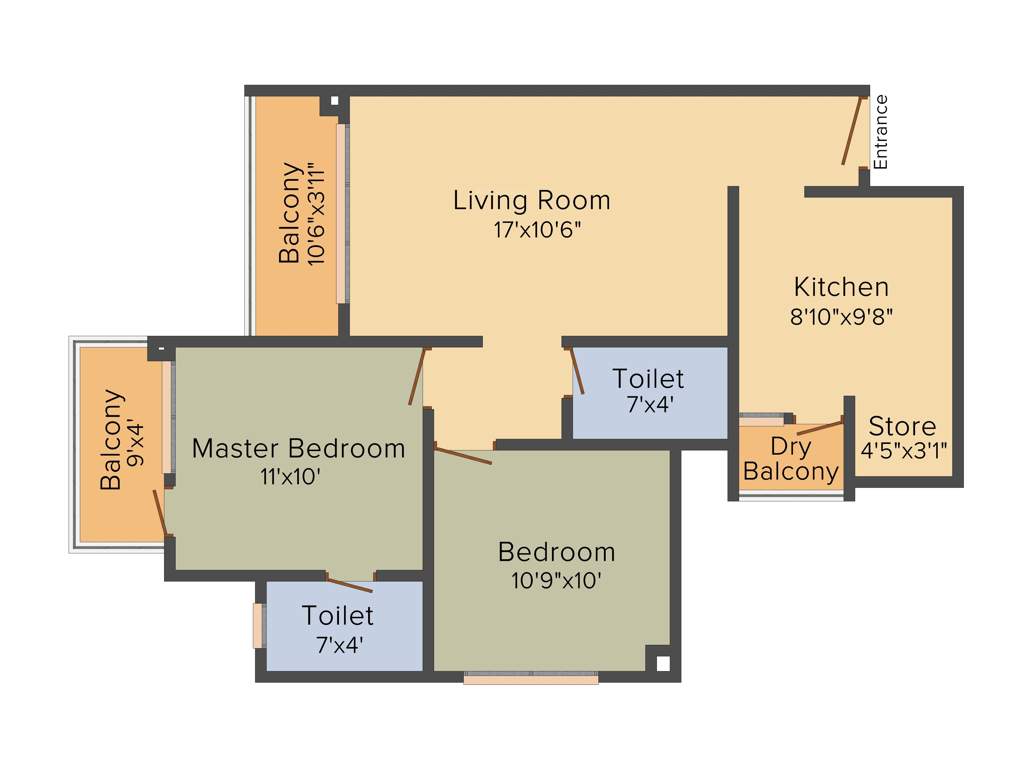 Godrej Garden City (2BHK+2T (1,100 sq ft) 1100 sq ft)