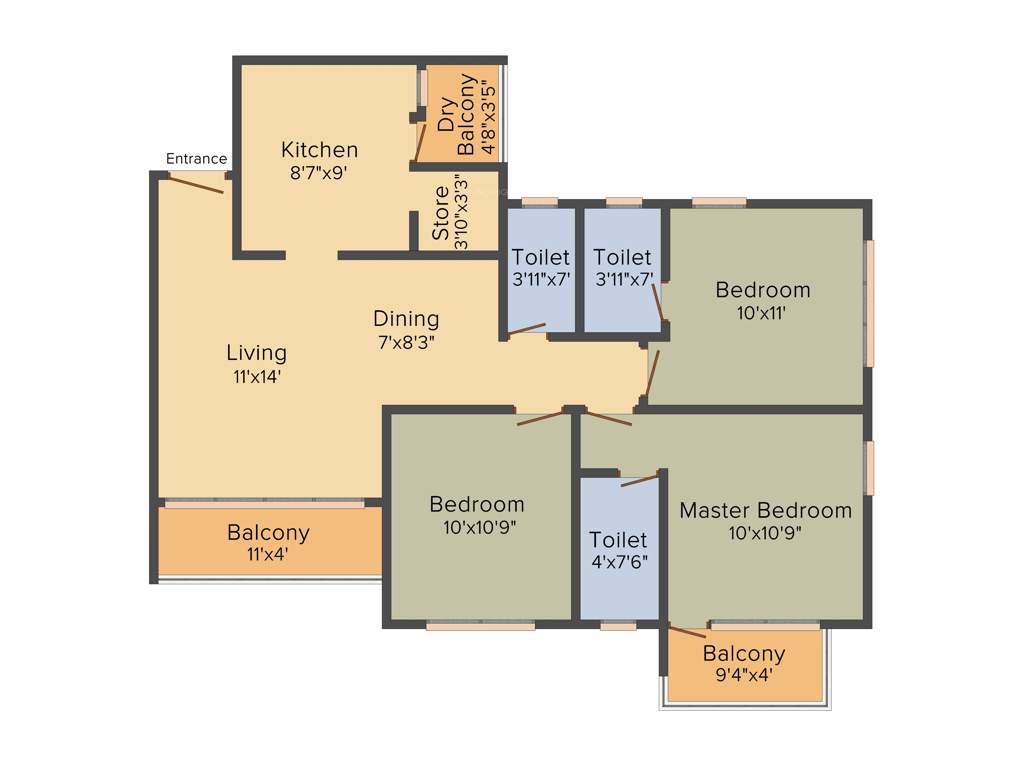 Godrej Garden City (3BHK+3T (1,372 sq ft) 1372 sq ft)