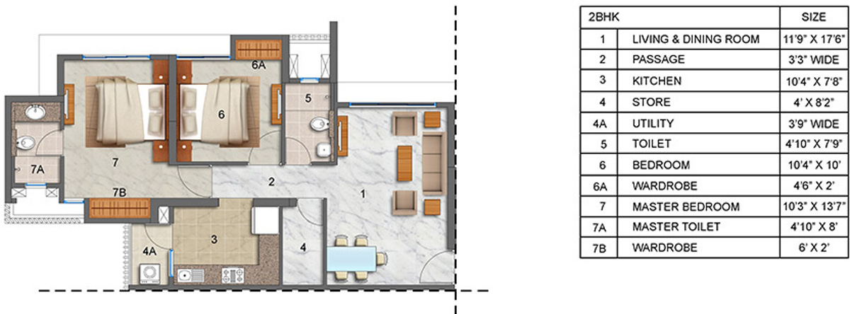 Lodha Luxuria (2BHK+2T (1,044 sq ft) 1044 sq ft) Lodha Luxuria (2BHK+2T (1,044 sq ft) 1044 sq ft)