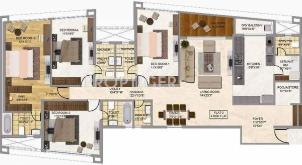 Rustomjee Oriana (4BHK+4T (3,354 sq ft) + Servant Room 3354 sq ft) Rustomjee Oriana (4BHK+4T (3,354 sq ft) + Servant Room 3354 sq ft)