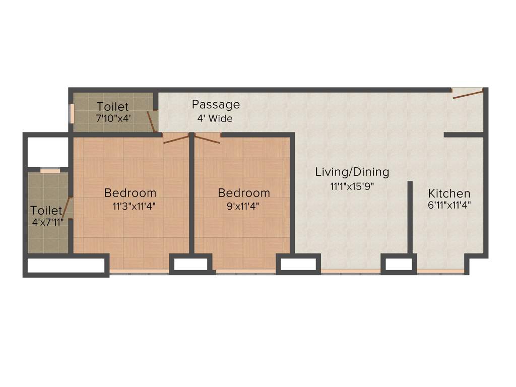 Mantri Serene (2BHK+2T (1,017 sq ft) 1017 sq ft)