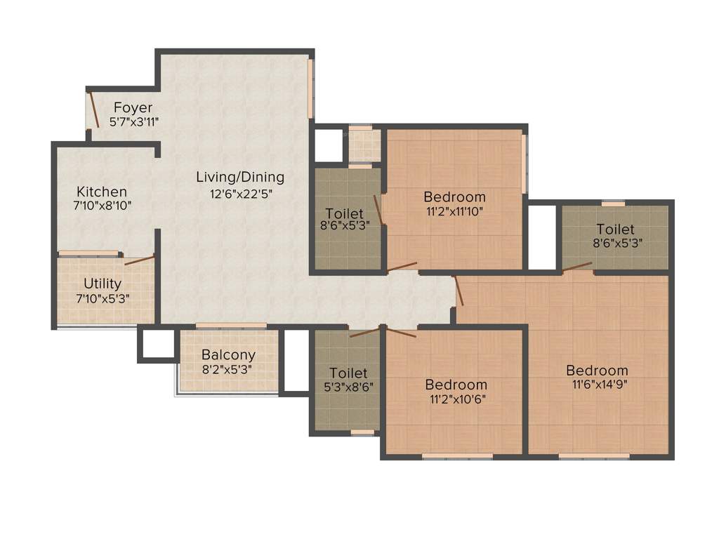 Sobha Forest View (3BHK+3T (1,686 sq ft) 1686 sq ft)