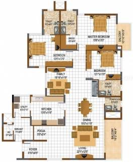 2582 Sq Ft 3 Bhk Floor Plan Image Prestige Group South Ridge