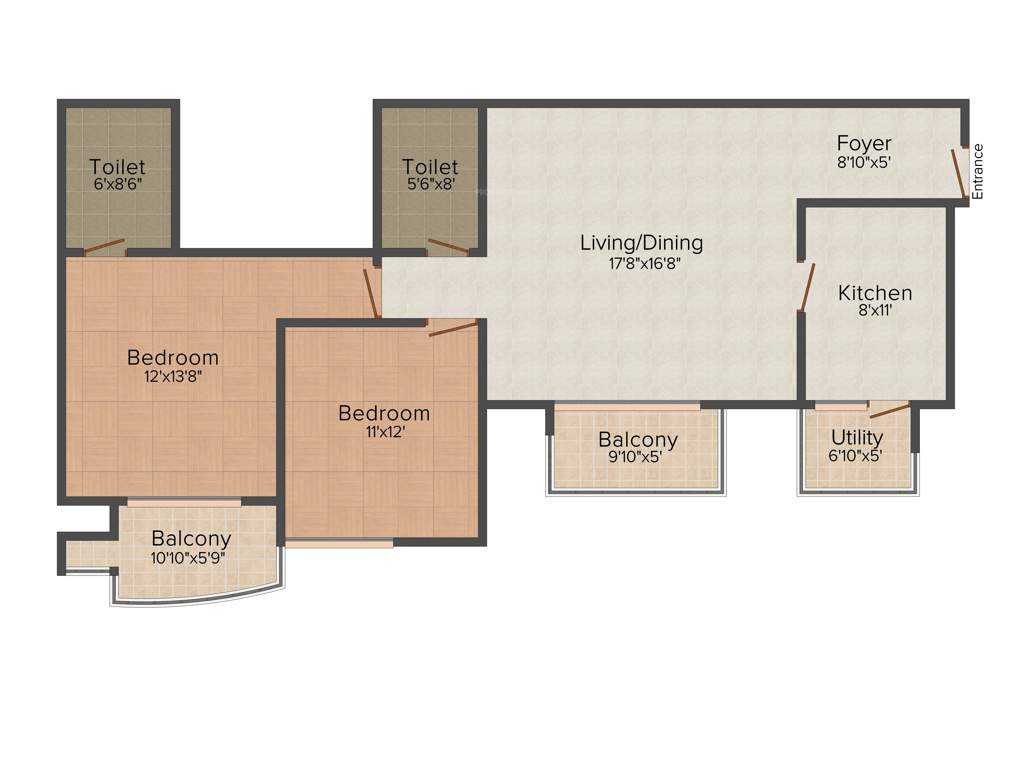 Purva Purva Venezia (2BHK+2T (1,322 sq ft) 1322 sq ft)