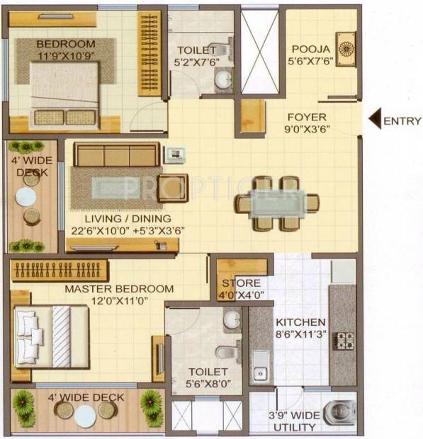 1215 sq  ft  2 BHK Floor Plan  Image Lodha Group Casa 
