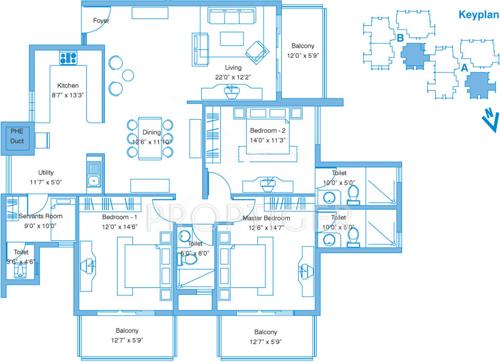 Vaishnavi Splendour (3BHK+3T (2,174 sq ft)   Servant Room 2174 sq ft)