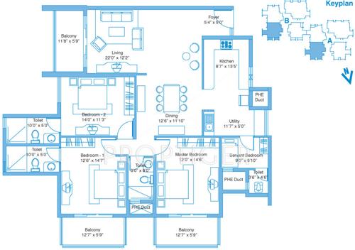Vaishnavi Splendour (3BHK+3T (2,191 sq ft)   Servant Room 2191 sq ft)