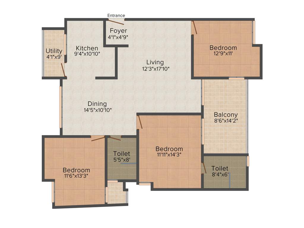 Vaswani Reserve (3BHK+2T (1,715 sq ft) 1715 sq ft)