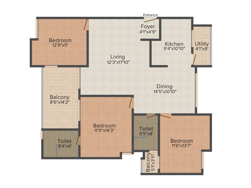 Vaswani Reserve (3BHK+2T (1,735 sq ft) 1735 sq ft)
